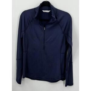 Navy Half-Zip Pullover Long Sleeve Shirt Large Polyester Spandex DSG